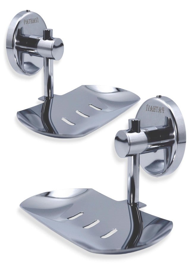 Pathavi Stainless Steel Bathroom Soap Holder | Soap Stand for Bathroom | Soap Dish for Bathroom Accessories (Chrome, Pack of 2) - Image 2